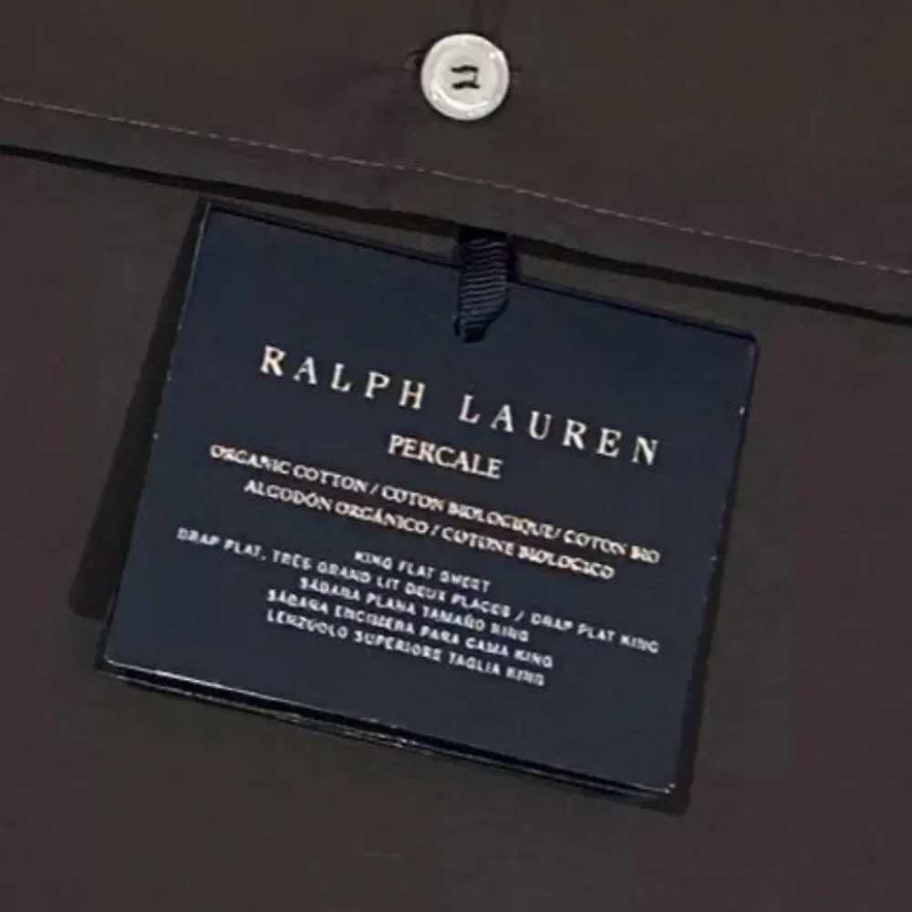 $200 NEW RALPH LAUREN HOME KING FLAT SHEET ORGANIC PERCALE LOFT GRAY